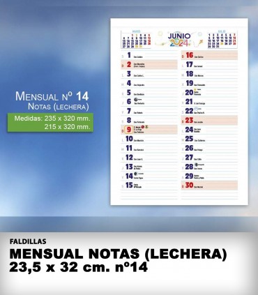 FALDILLA MENSUAL NOTAS 23,5 cm. nº14 (lechera)